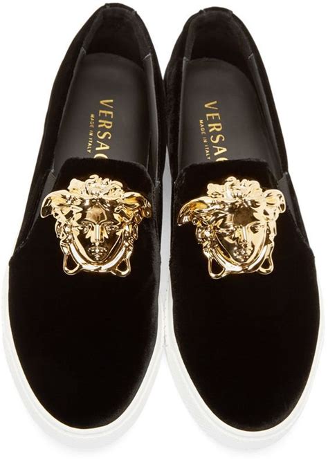 fake versace black velvet medusa loafers|gianni Versace men's slip ons.